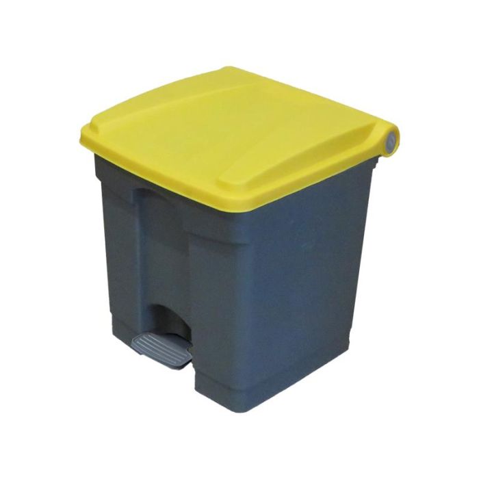 CAMBRO - WBFC30L-229 - CUBO DE BASURA 30L CON PEDAL Y TAPA - 40,6 x 39,1 x 36,8 cm - BASE GRIS Y TAPA AMARILLA