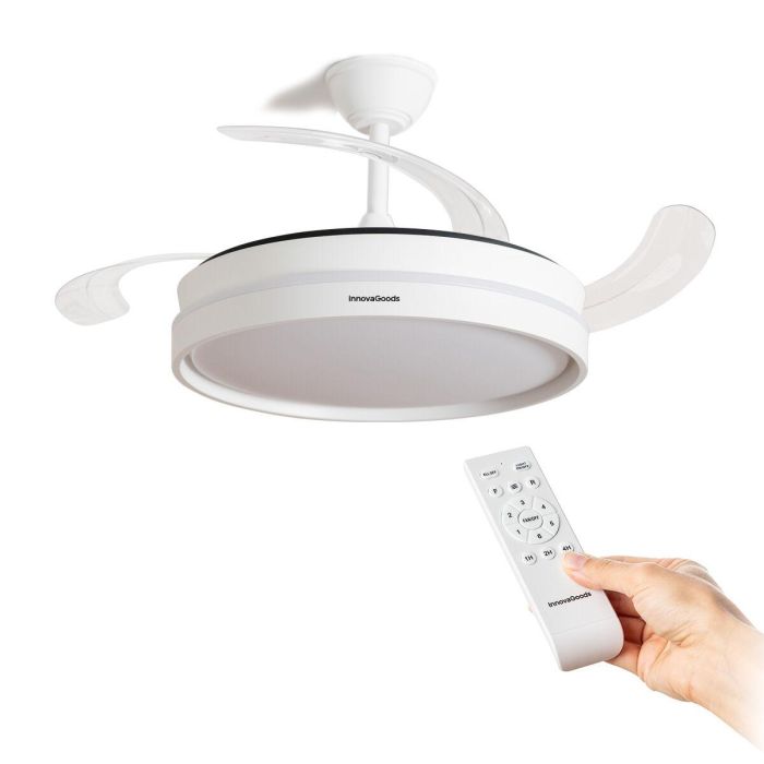 Ventilador de Techo con Luz LED y 4 Aspas Retráctiles Keteez InnovaGoods Blanco 72 W Ø49-104 cm 3