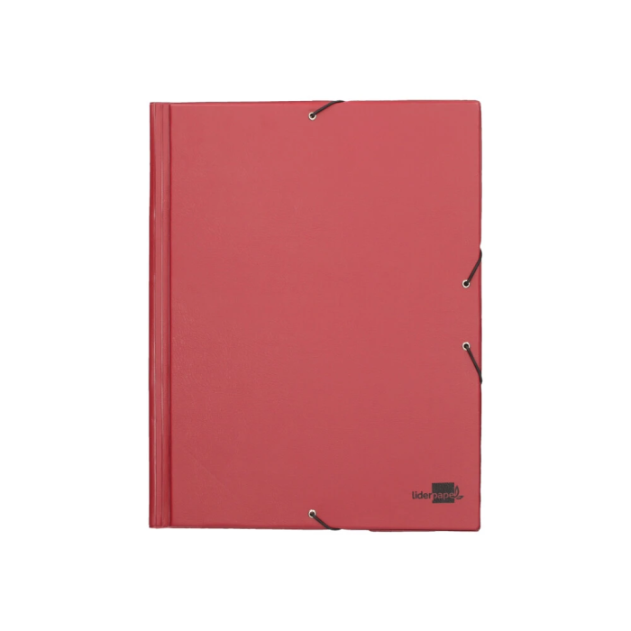 Liderpapel Carpeta Gomas Tres Solapas Plástico Folio Color Rojo 240 x 335 mm 1
