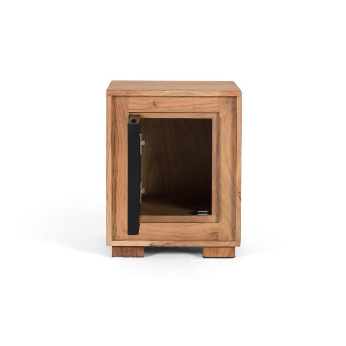 Giner Y Colomer Mesita de Noche en Madera de Mango con Puerta Negra, 37x33 cm 2 Giner Y Colomer Mesita de Noche en Madera de Mango con Puerta Negra, 37x33 cm 2