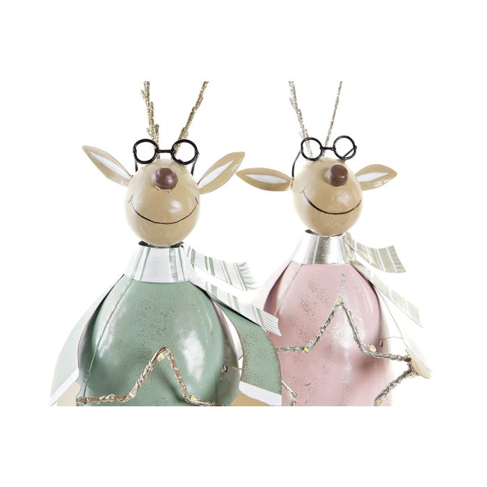DKD Home Decor Figura de Navidad Fantasía con Reno, Luz LED y Metal, 6x28x9 cm, Pack 4 Unidades Surtidas 2