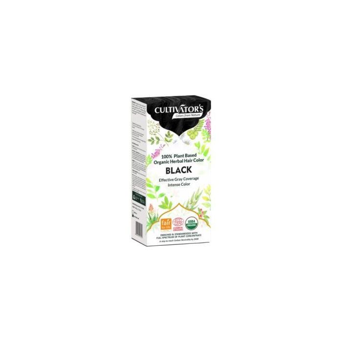 CULTIVATORS Tinte Orgánico Negro 100g Ecocert - Cobertura 100% Canas, Vegano para Cabello Brillante y Suave