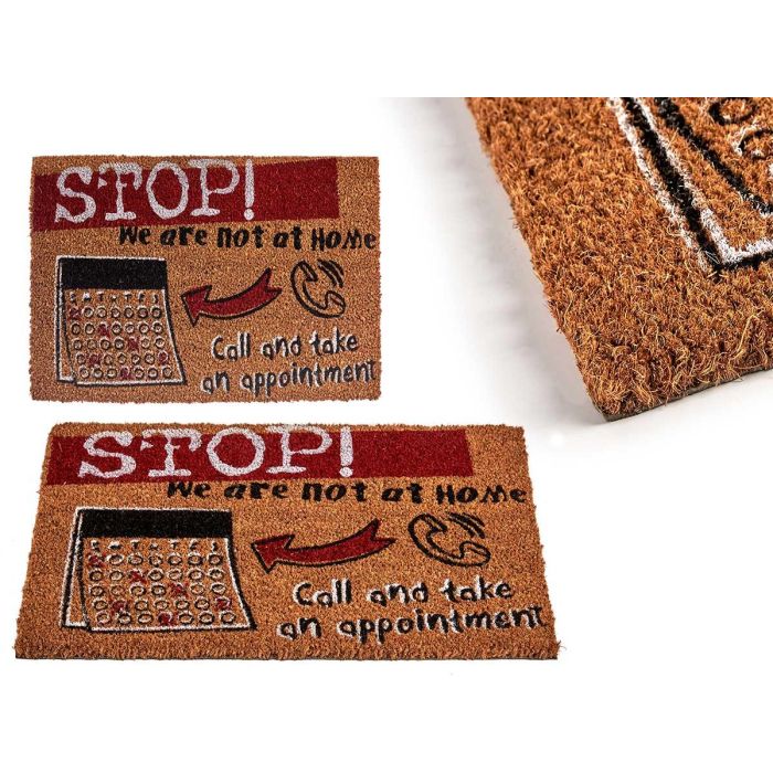 Giftdecor Felpudo Fibra Coco Stop 40x60 cm - Natural, Negro, Rojo (12 Unidades)