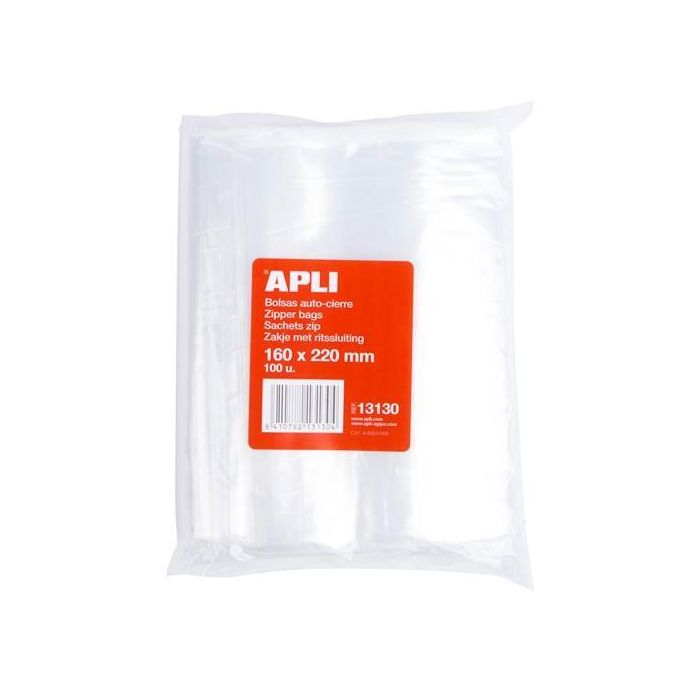 Apli Bolsas Autocierre 160x220 mm Ldpe Transparente Pack 100 Ud Apli Bolsas Autocierre 160x220 mm Ldpe Transparente Pack 100 Ud