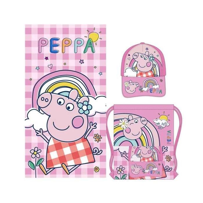 Cerdá Saquito con Toalla y Gorra Infantil Peppa Pig para Niños/Niñas de 2 a 8 Años - PINK