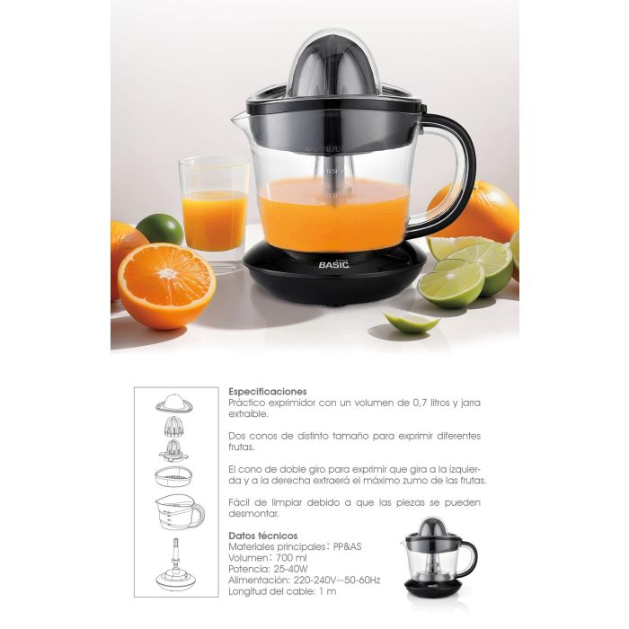 Exprimidor 25W-40W/700Ml Basic Home (6 Unidades) 11 Exprimidor 25W-40W/700Ml Basic Home (6 Unidades) 11