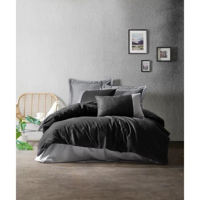 ASI8682870018990 Juego de Cama de Algodón 100% Negro: Funda Nórdica 220x240 cm y 2 Fundas de Almohada 60x60 cm ASI8682870018990 Juego de Cama de Algodón 100% Negro: Funda Nórdica 220x240 cm y 2 Fundas de Almohada 60x60 cm
