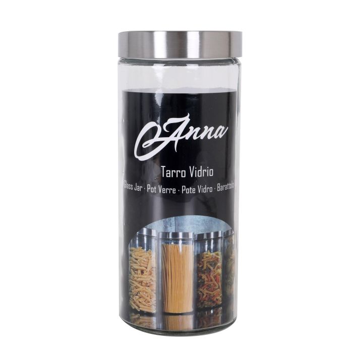 Anna Tarro de Vidrio con Tapa de Acero Inoxidable, 2.20 Litros, Medidas 11x11x27 cm 2