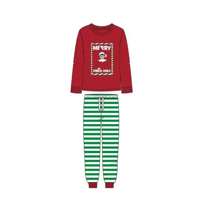 Cerdá Pijama Largo Navideño The Elf Single Jersey para Adulto Talla S