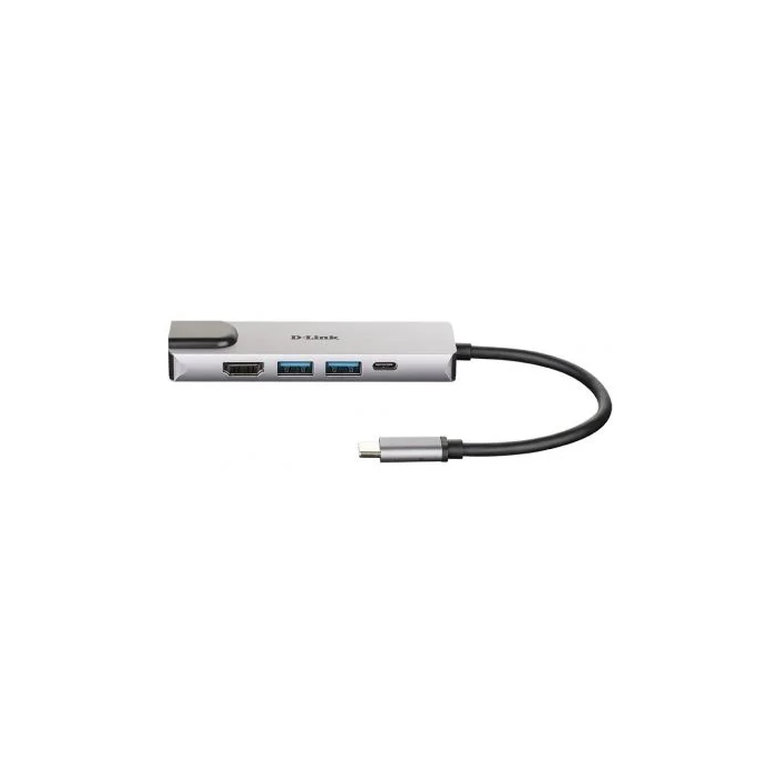 D-Link DUB-M520 Hub USB Tipo-C con 2x USB 3.0, 1x HDMI 4K, 1x Ethernet Gigabit, 1x Thunderbolt 3 Gris 1