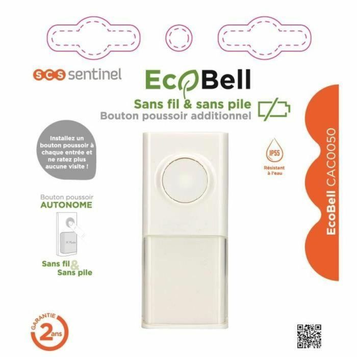 Pulsador para timbre SCS SENTINEL Ecobell CAC0050 Inalámbrico 1 Pulsador para timbre SCS SENTINEL Ecobell CAC0050 Inalámbrico 1