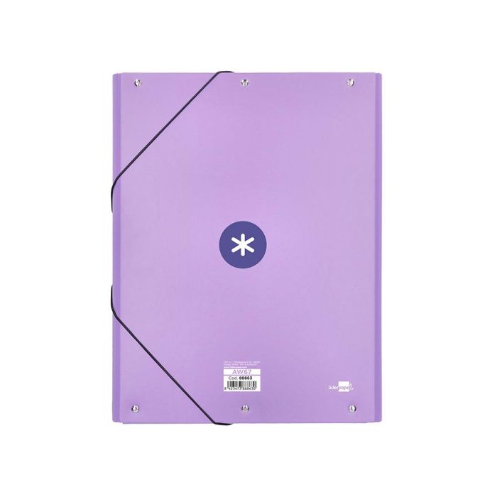 Carpeta Antartik Gomas A4 3 Solapas Carton Forrado Color Lavanda 2