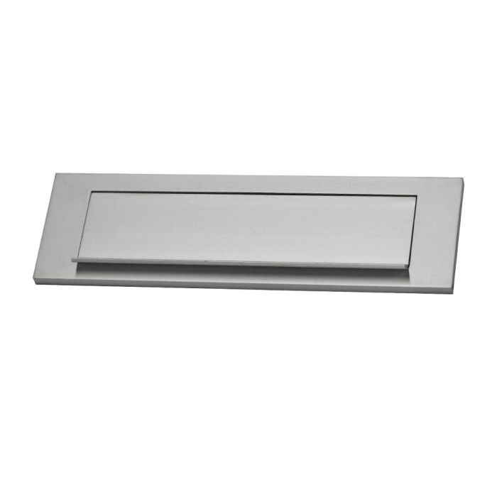 Edm Placa buzón de aluminio plateado 25,2 x 7,5 cm, abertura 20 x 4,5 cm