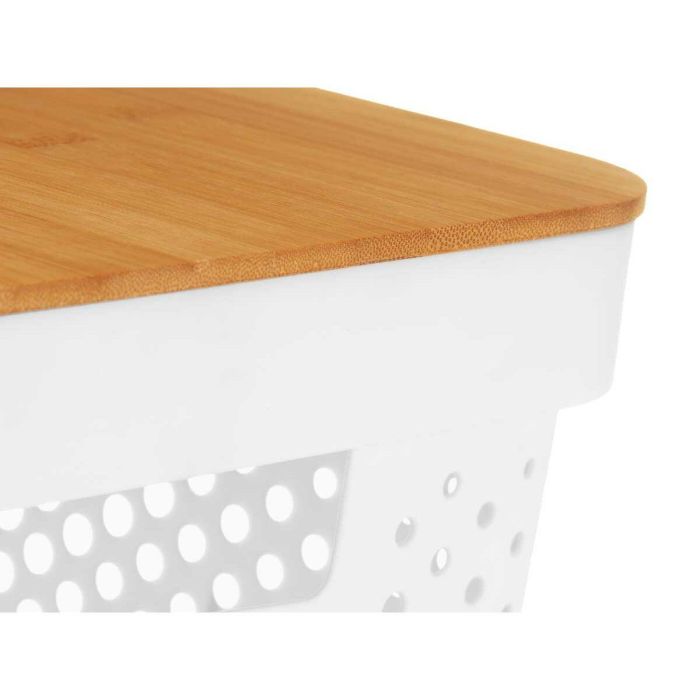 Caja Multiusos Kinvara CH52980 (27) Blanco Marrón Bambú Polipropileno 35,7 x 14 x 26,2 cm (6 Unidades) 1