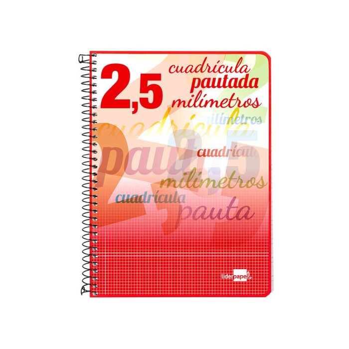 Cuaderno Espiral Liderpapel Cuarto Pautaguia Tapa Blanda 40H 75 gr Cuadro Pautado 2,5 mmcon Margen Colores Surtidos 10 unidades 3