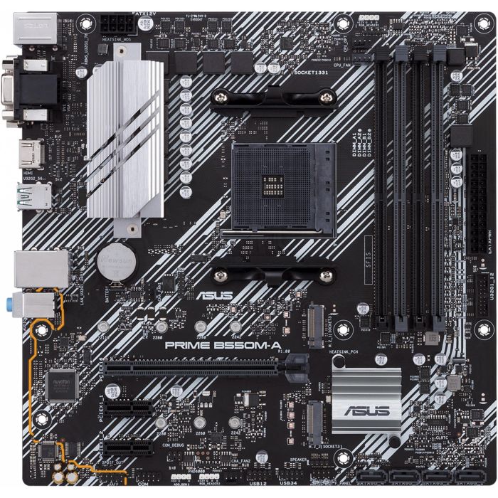 ASUS PRIME B550M-A Placa Base AMD B550 AM4 DDR4 HDMI DVI VGA M.2 USB 3.2 microATX para Ryzen 3000 Series 3