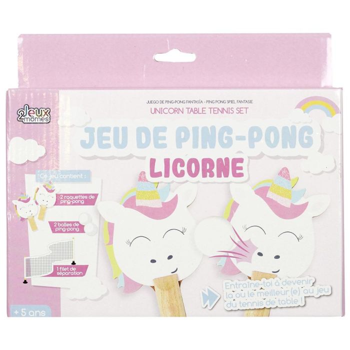 Jeux 2 momes Juego de Ping-Pong Unicornio con 2 Palas, 2 Pelotas y Red para Niños Mayores de 5 Años 1