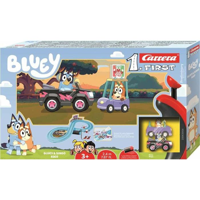 Carrera Pista de Carreras Eléctrica para Niños Bluey & Bingo First Race, Circuito de 2,4 Metros, Juego de Coches, Edad 3+ Años 1 Carrera Pista de Carreras Eléctrica para Niños Bluey & Bingo First Race, Circuito de 2,4 Metros, Juego de Coches, Edad 3+ Años 1