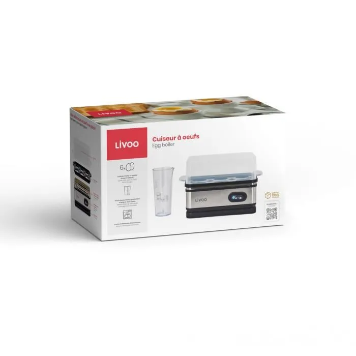 Livoo DOC290 Cocedor de Huevos 6 Huevos Acero Inoxidable Mantiene Caliente con Huevera Tapa y Vaso Medidor 4 Livoo DOC290 Cocedor de Huevos 6 Huevos Acero Inoxidable Mantiene Caliente con Huevera Tapa y Vaso Medidor 4