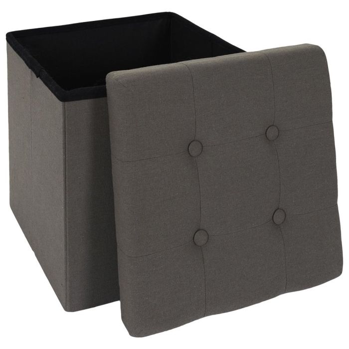 Home Deco Factory Caja-Puf Plegable Eleonor Gris con Almacenamiento 38x38x38 cm 3