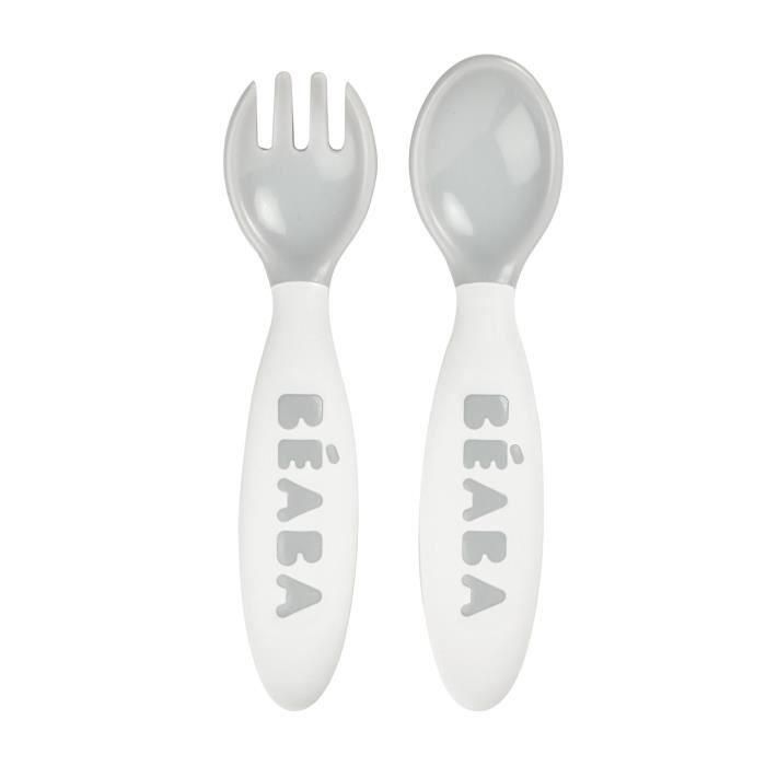 BEABA, Juego de 2 cubiertos ergonómicos 2a edad, Light Mist 2