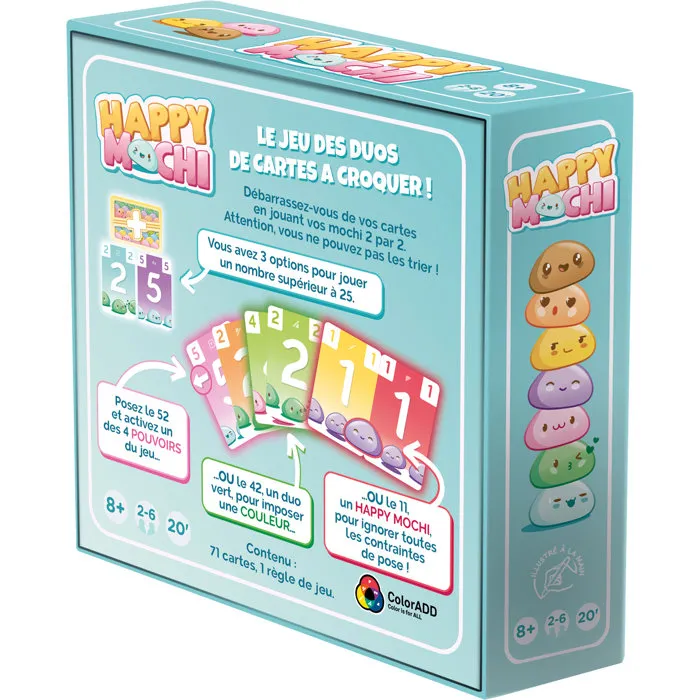 Happy Mochi Juego de Cartas Cigomático Juego de Mesa Familiar para 2 a 6 Jugadores A Partir de 8 Años 20 Min Tamaño Portátil Práctico AABSL85628