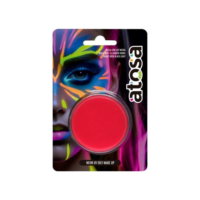 Maquillaje Rosa Neón Pastilla UV 7,8 gr para Disfraces y Maquillaje Facial/Corporal, Efecto Bajo Luz Negra