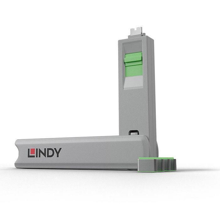 Lindy USB Type C Port Blocker Key - Pack of 4 Blockers, Green Lindy USB Type C Port Blocker Key - Pack of 4 Blockers, Green