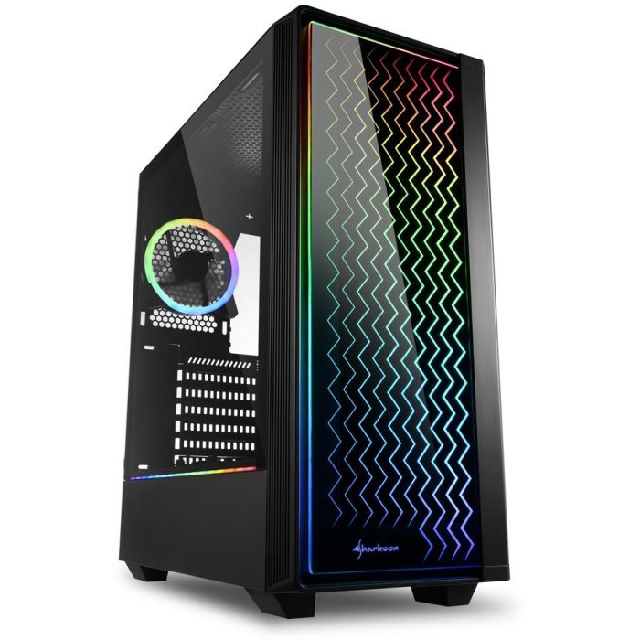 SHARKOON LIT 200 Caja Midi-Tower PC Negra con Iluminación RGB Azul, Verde, Rojo ATX, micro ATX, Mini-ITX