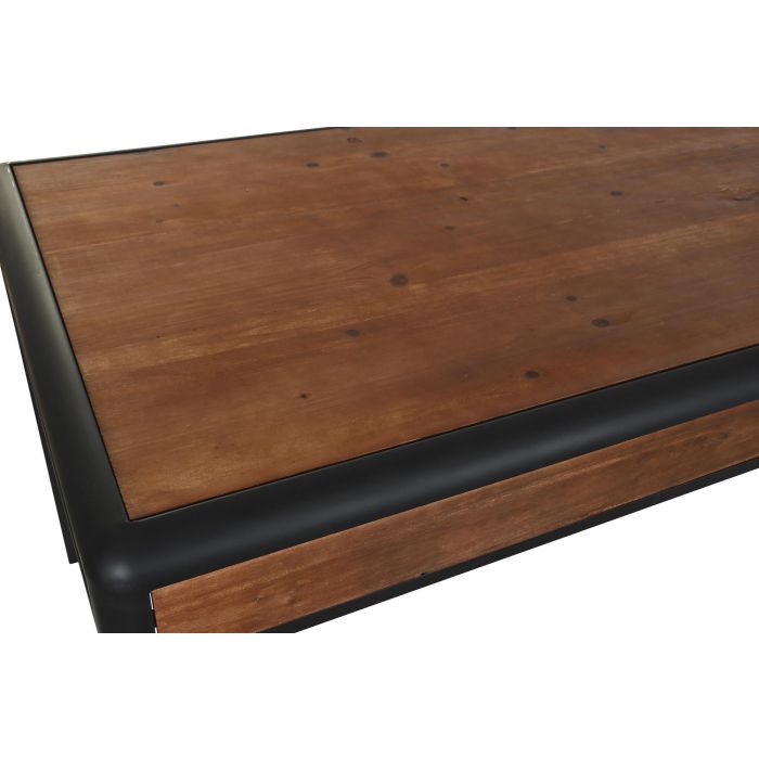 DKD Home Decor Mesa de Comedor Loft Marrón Oscuro Gris Oscuro Abeto y Metal 160x80x79 cm 1