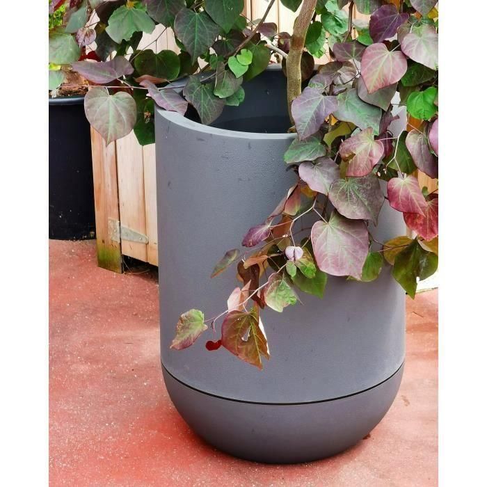 Jardinera redonda RIVIERA GRANIT TULIPE - Plástico - Diámetro 50 cm - Gris 2 Jardinera redonda RIVIERA GRANIT TULIPE - Plástico - Diámetro 50 cm - Gris 2