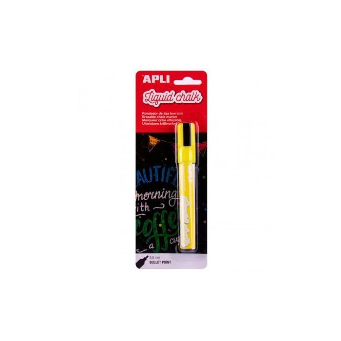 Apli Marcador De Tiza Líquida Punta Redonda 5,5 mm Amarillo Blíster 1 Ud Apli Marcador De Tiza Líquida Punta Redonda 5,5 mm Amarillo Blíster 1 Ud