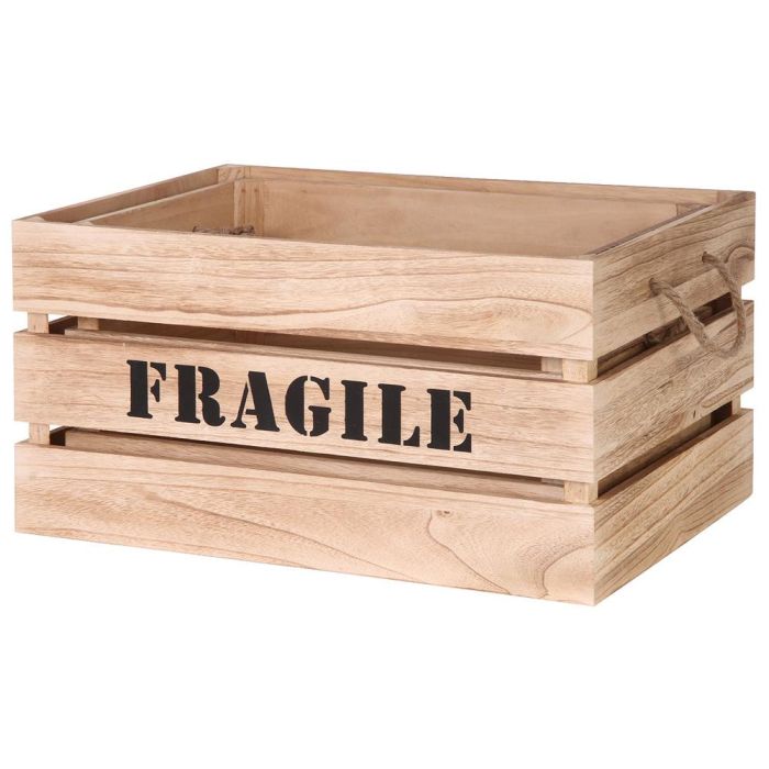 Home Deco Factory Juego 2 Cajas Madera "Fragile" con Asas de Cuerda Encajables Medidas: 54x37x28 cm y 48x31x26 cm 2