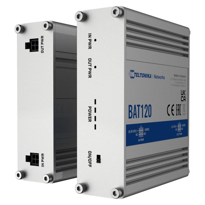 Teltonika BAT120 UPS Línea Interactiva 22W Sawtooth 9-30V Alimentación CC Compacto Acero Inoxidable 7