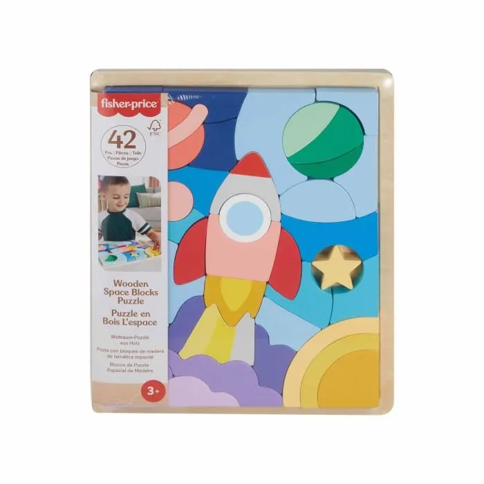 Fisher-Price Puzzle Madera Espacio con 42 Piezas para Niños 3 Años 4