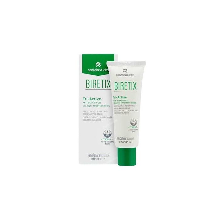 Biretix TRI-ACTIVE Gel Facial Anti-Imperfecciones para Acné, Poros, Puntos Negros y Marcas con RetinSphere® Technology 50 ml