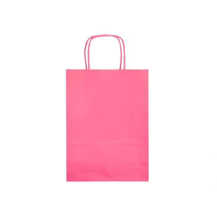 Q-connect Bolsa Papel Celulosa Rosa M con Asa Retorcida 270x370x120 mm (Paquete de 25) 1