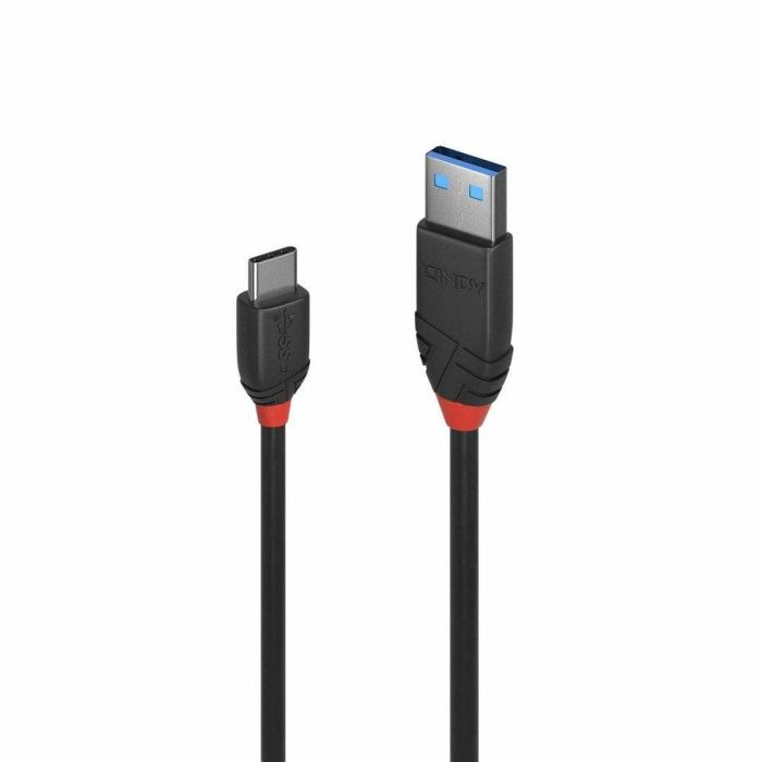 Lindy Cable USB 3.2 Tipo A a C Black Line 0.5m, 10Gbps, Contactos Chapados en Oro, Reversible, Blindaje Triple
