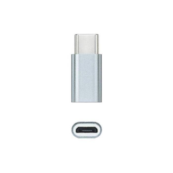 Nanocable 10.02.0011 Adaptador USB-C Macho a Micro USB Hembra, de Aluminio Gris, para Carga y Datos Nanocable 10.02.0011 Adaptador USB-C Macho a Micro USB Hembra, de Aluminio Gris, para Carga y Datos