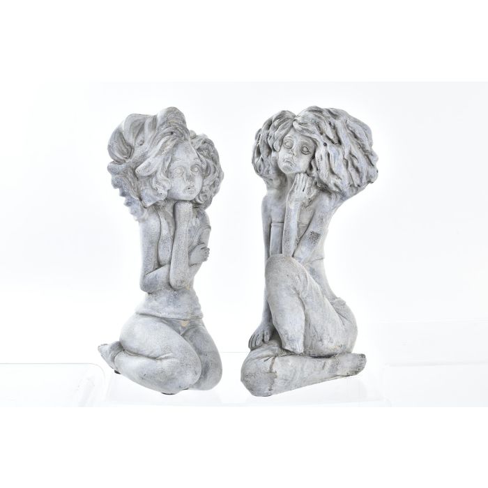 DKD Home Decor Figura Decorativa Urban: Chica de Cemento Gris para Hogar, 9x25x20 cm. Pack de 4 Unidades Surtidas 2
