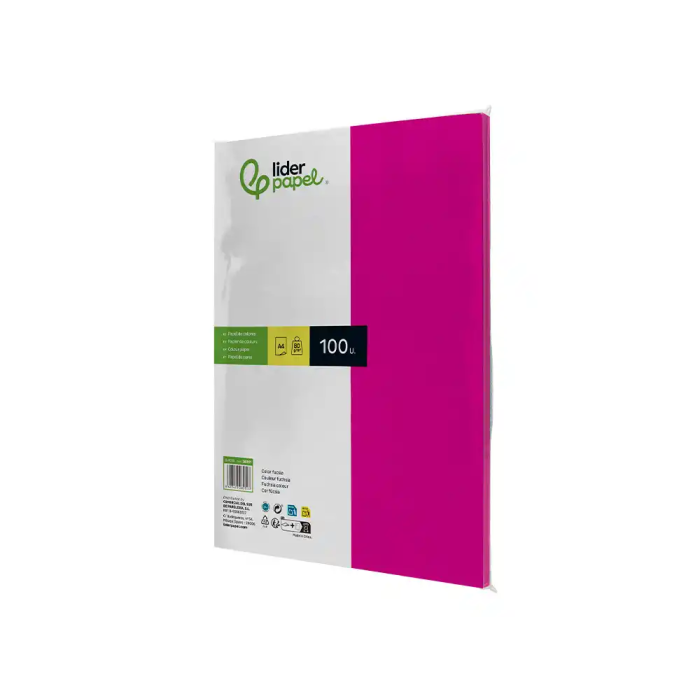 Liderpapel Papel Color A4 80gr Fucsia Paquete de 100 Hojas 2