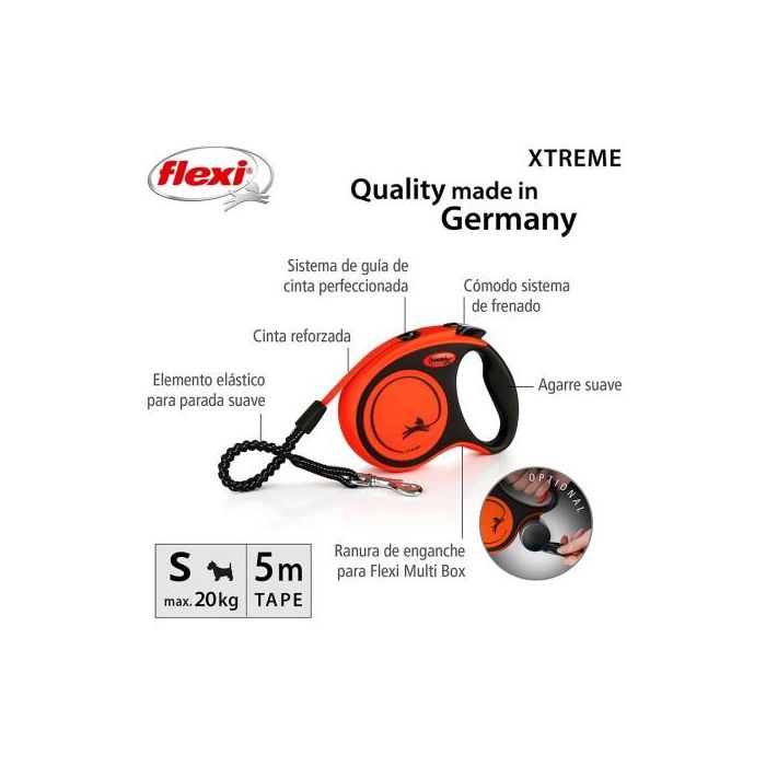 Flexi Xtreme Correa Retráctil 5M para Perros Hasta 20 kg - Extremadamente Resistente, Mayor Seguridad y Confort con Cinta Amortiguadora 1