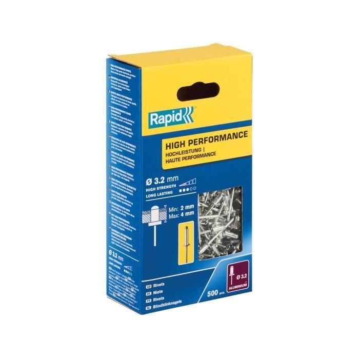 Rapid Caja 500 remaches Ø3.2x8mm aluminio alto rendimiento 5001431 2