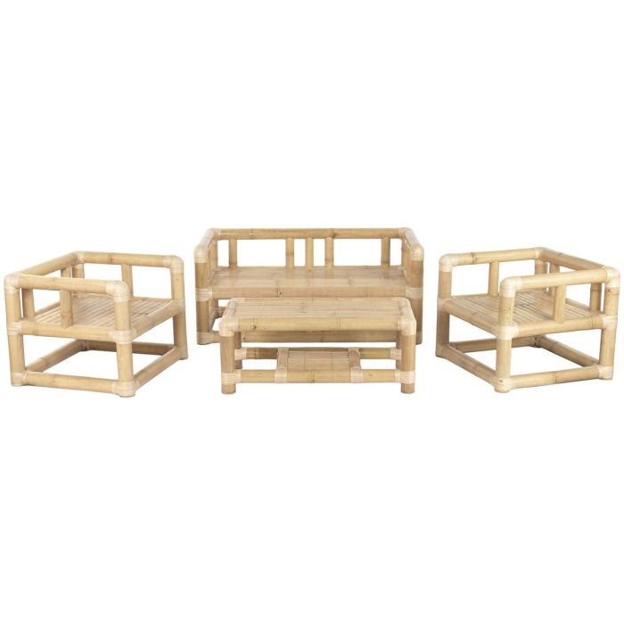 DKD Home Decor Sofá Tropical de Bambú y Ratán, Set de 4 Piezas, 135 cm Ancho x 70 cm Largo x 80 cm Alto
