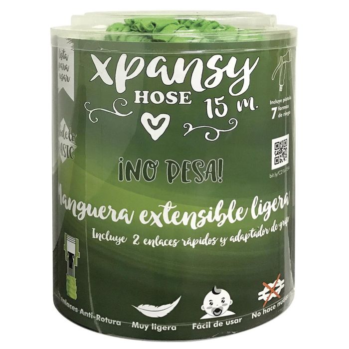 Edm Manguera Extensible 15m Verde Ligera, Antinudos y Antirotura, con Pistola Riego 7 Funciones y Adaptador Grifo 3/4-1/2" Max 6 Bar 2 Edm Manguera Extensible 15m Verde Ligera, Antinudos y Antirotura, con Pistola Riego 7 Funciones y Adaptador Grifo 3/4-1/2" Max 6 Bar 2