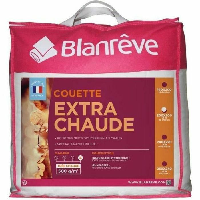 Blanreve Edredón de microfibra extra cálido 500g/m², Funda 100% poliéster microfibra, Relleno fibra hueca silicona, 200x200 cm, Blanco 1