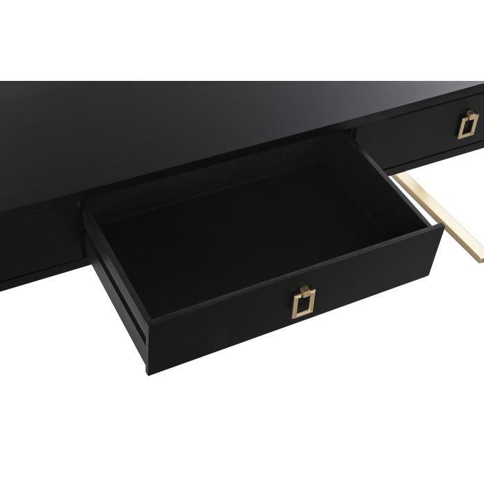 DKD Home Decor Mesa Centro Glam Negro de Madera y Metal 150x36x48 cm con 3 Cajones Desmontable 3 DKD Home Decor Mesa Centro Glam Negro de Madera y Metal 150x36x48 cm con 3 Cajones Desmontable 3