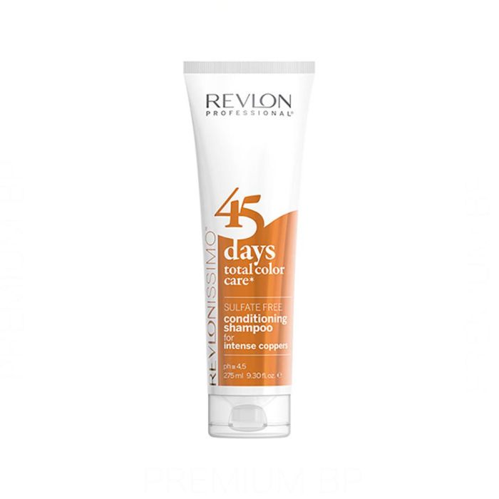 Revlon 45 DAYS Champú Acondicionador Color para Cabello Teñido Tonos Cobrizos Intensos, Mantiene Color Vibrante 275 ml