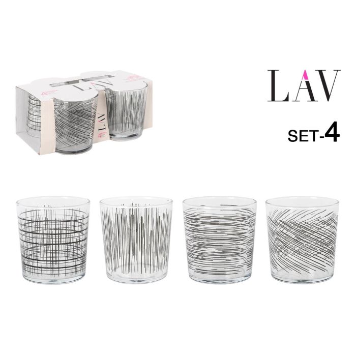 Set 4 Vasos Pinta 340 cc Black Li - LAV (6 Cajas) Set 4 Vasos Pinta 340 cc Black Li - LAV (6 Cajas)