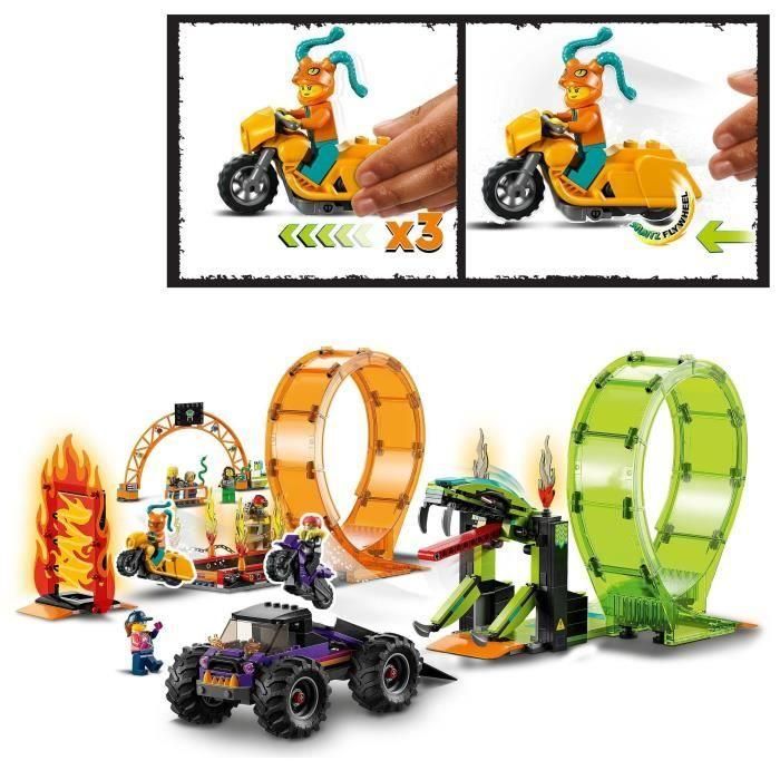 LEGO 60339 City Stuntz Stunt Arena con doble bucle, Monster Truck con rampa y minifiguras de Stunt, a partir de 7 años 1